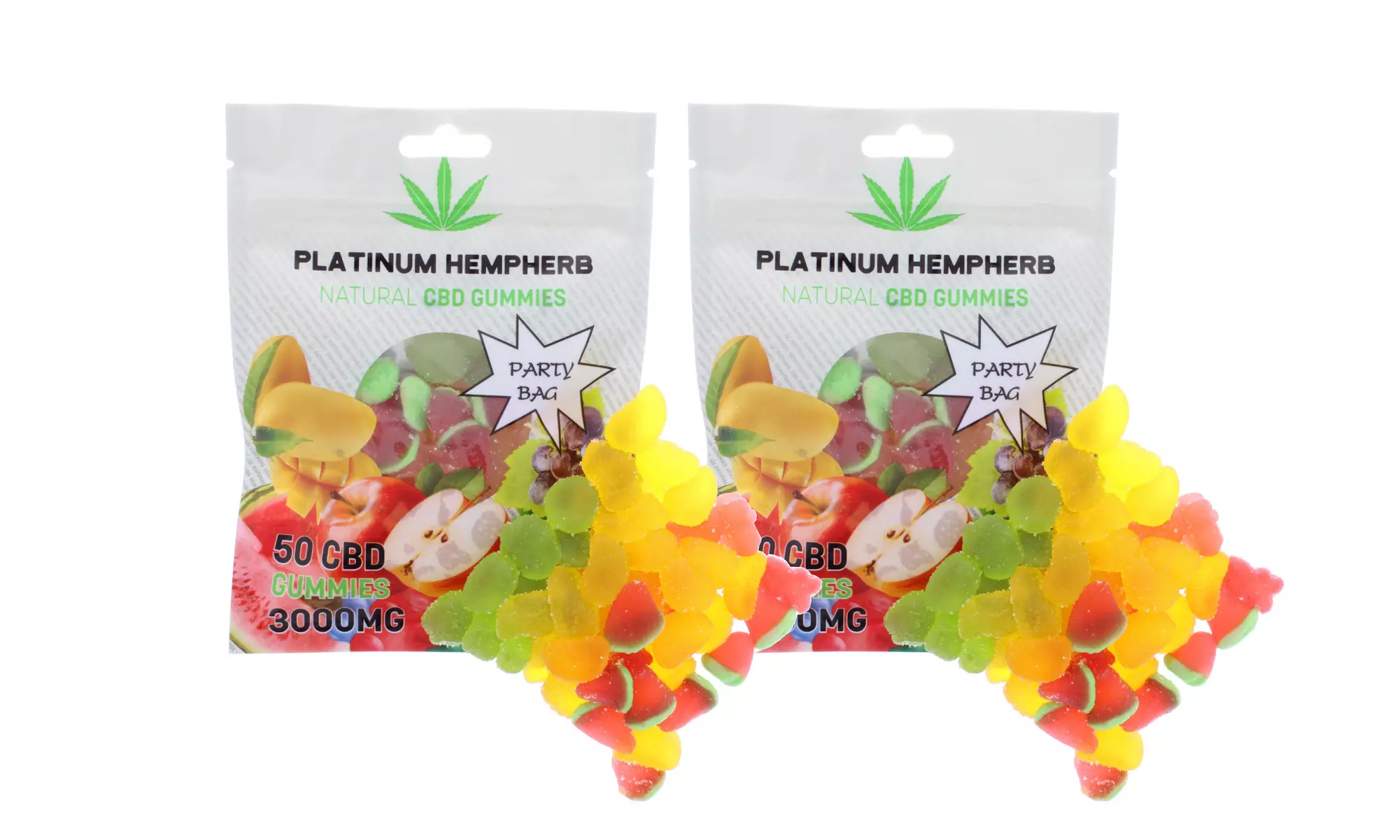Platinum HempHerb CBD Gummies Party Bag (3,000mg; 1- or 2-Pack) - Primary Image