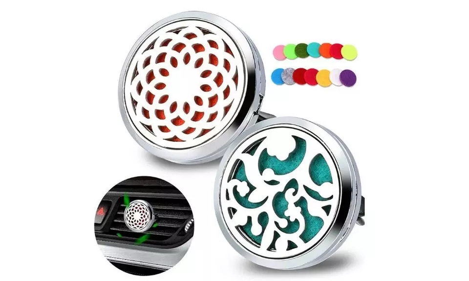 2PCS Car Vent Clip Air Freshener Essential Oil Diffuser Steel Locket with 32Pads - Second Medium