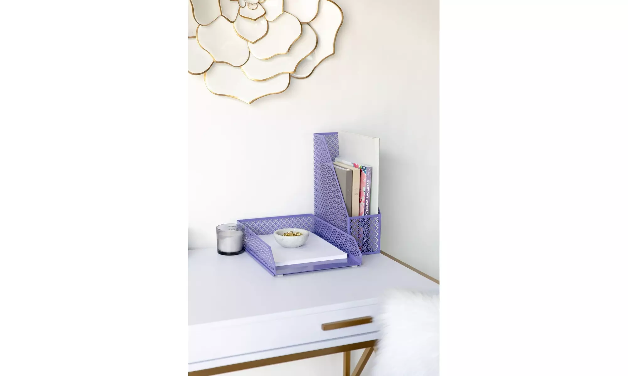Blu Monaco Purple 5 Piece Cute Desk Organizer Set - Cute Office Desk Accessories - Primary Image