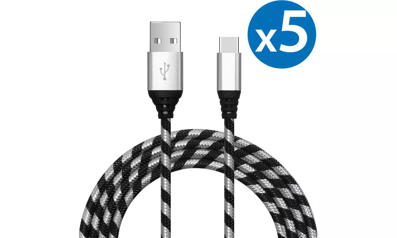 5x USB-C USB Type C Fast Charge & Sync Cable For Samsung Galaxy S8 S9 S10 Note 8 - Primary Image