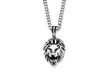 Lion's Head Pendant and Chain in Antiqued Stainless Steel 24" - Second Medium