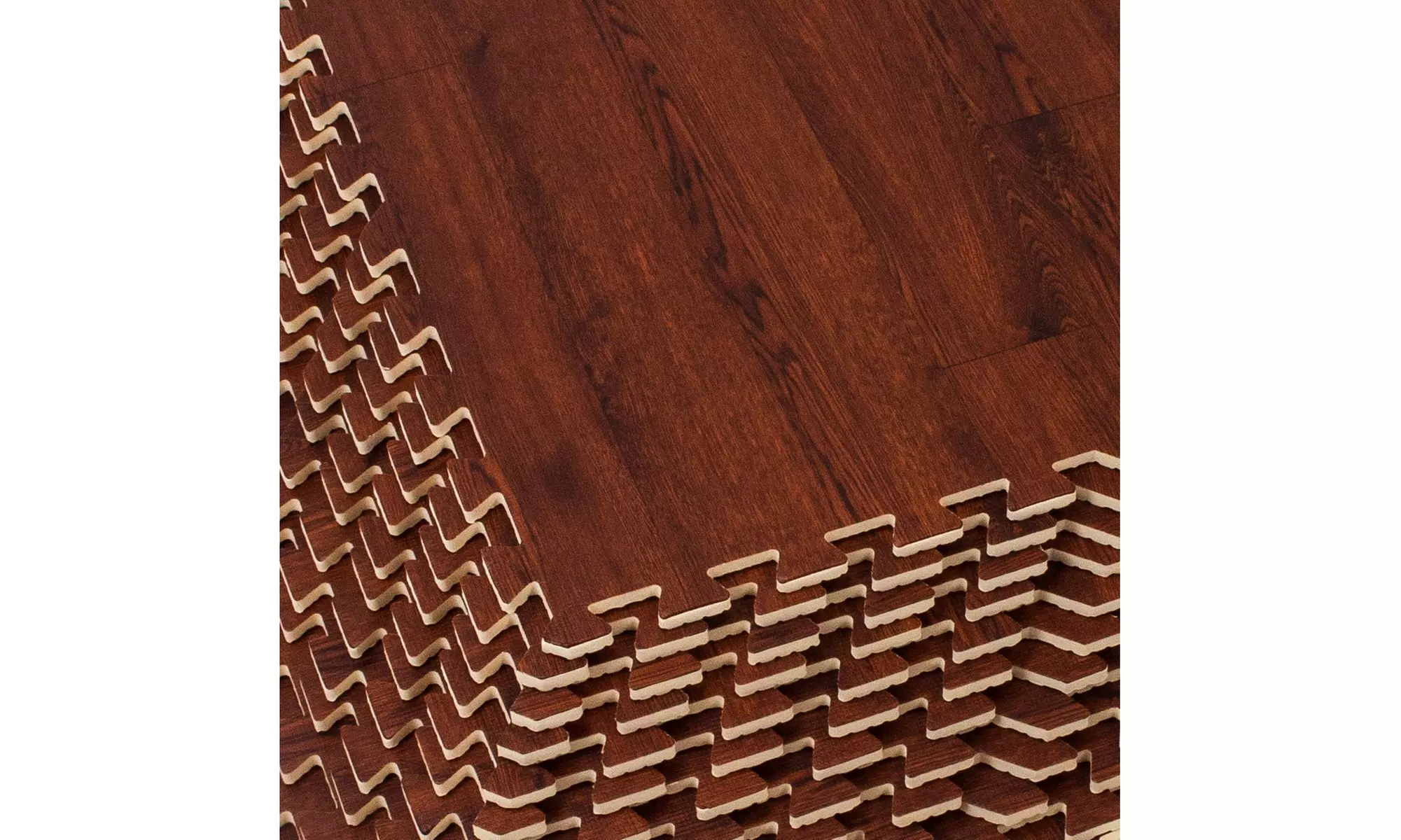Sorbus Wood Grain Foam Interlocking Floor Mats 3/8" Thick - 12 Tiles - 48 SQ FT