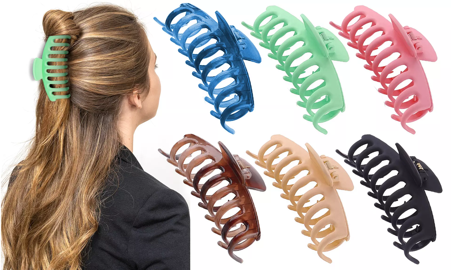 Stylish Womens Big Hair Claw Clips 4" Nonslip Large Claw Clip - 6 Pack - Primary Image