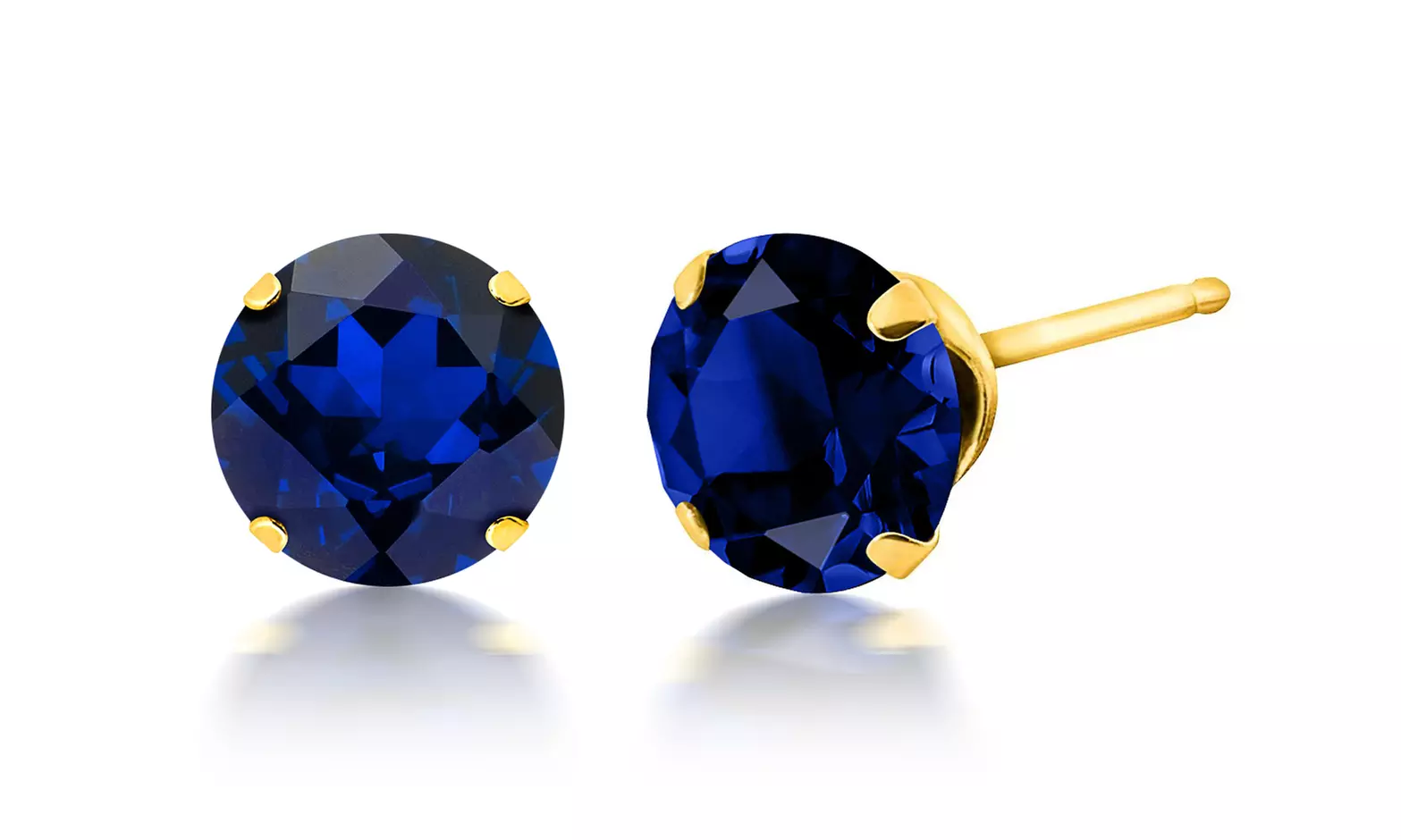 10K Yellow Gold Created 2CTW Blue Sapphire Earrings With Gift Box By MUIBLU Gems