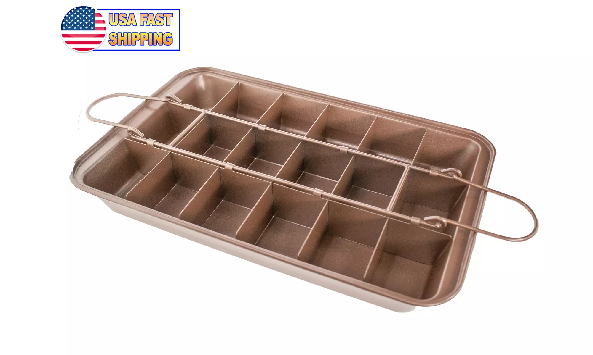 Copper Brownie Pan With Dividers Copper Nonstick Baking Pan With Built In Slice  - Primary Image