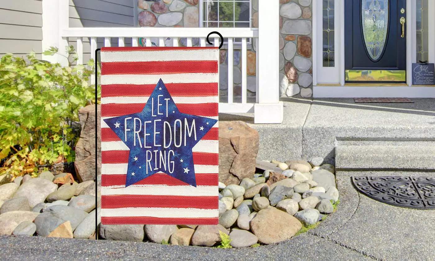 4th of July Patriotic Welcome Garden Flag 12x18 Inch Double Sided USA Flag