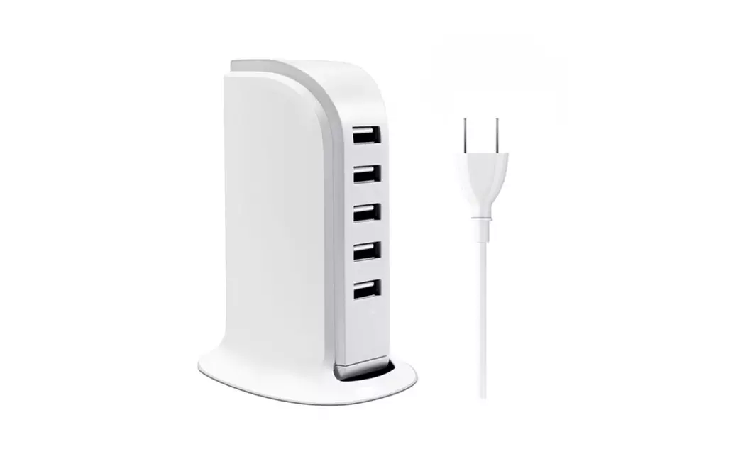 USB Charger 5 Port 5 Feet Cord Socket Portable Hub Desktop Charging - Primary Image