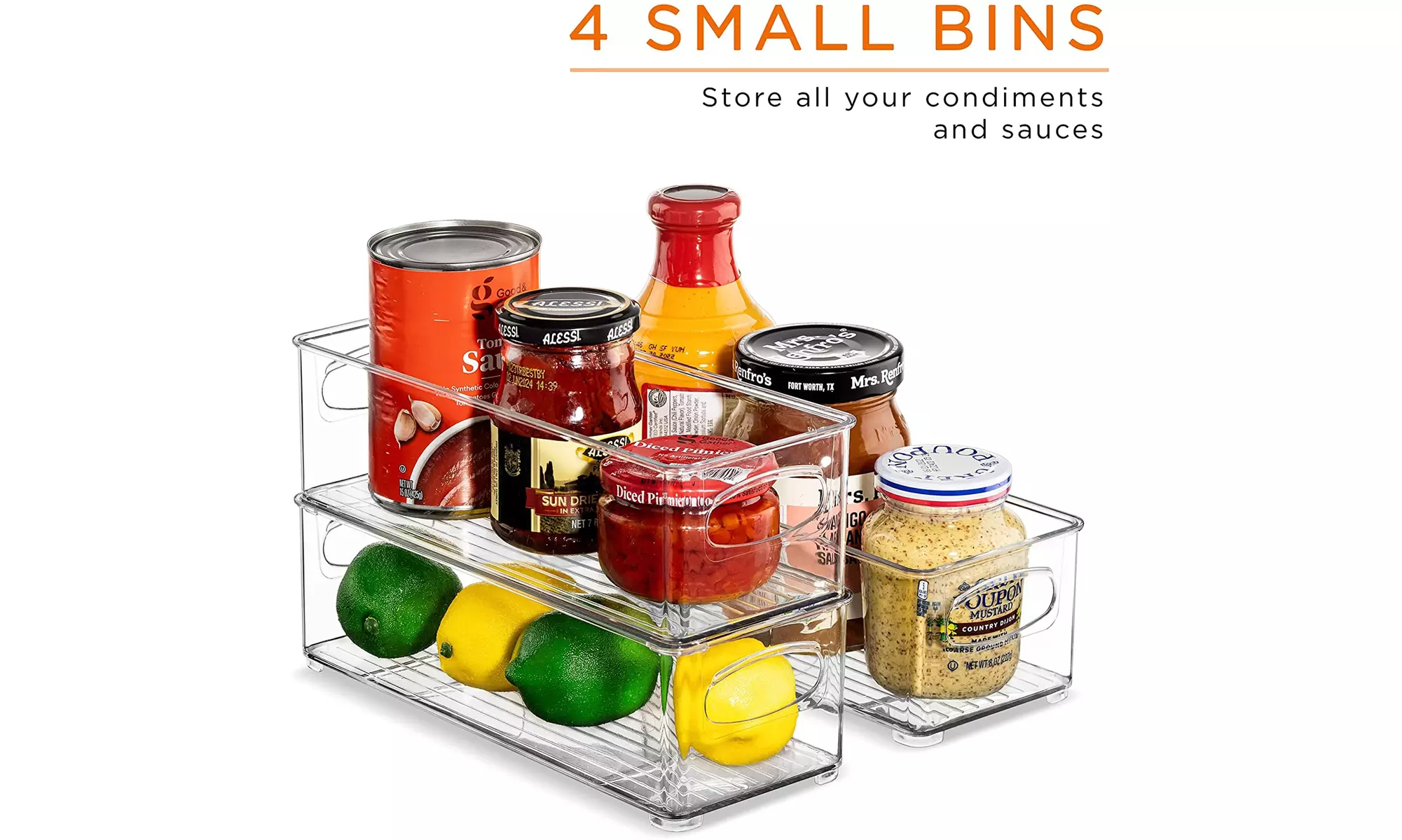 Sorbus Clear Organizer Storage Bins for Fridge, Freezer and Pantry (10-Pack)