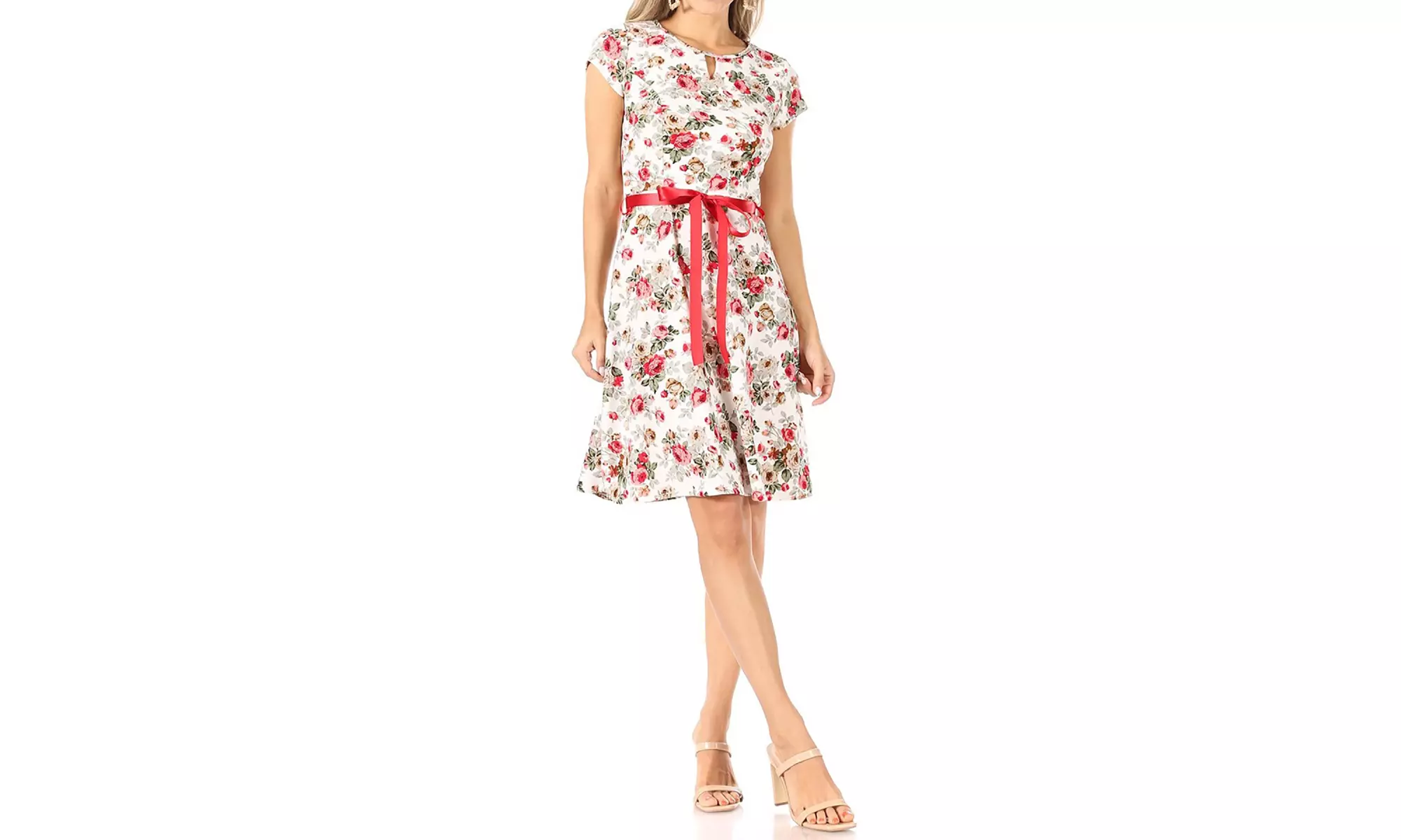 Women's Floral Flared A-Line Swing Casual Short Sleeve Dress