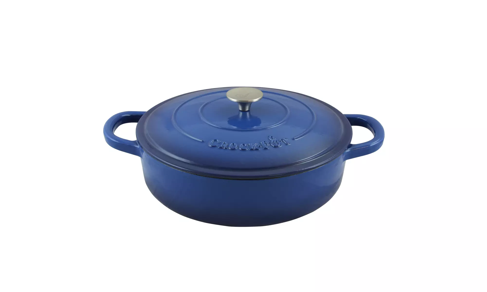 Crock Pot Artisan Enameled 5 Quart Cast Iron Round Braiser Pan in Sapphire Blue - Primary Image