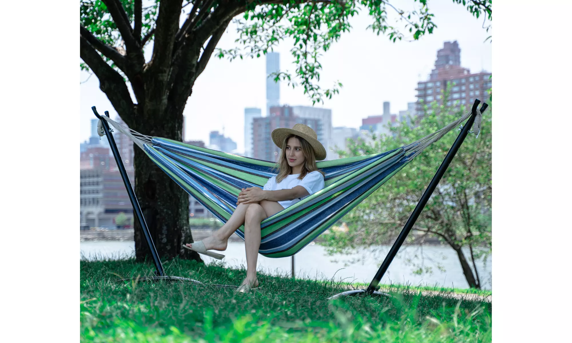 Backyard Expressions 9ft Double Hammock w/ Stand and Carrying Bag - Primary Image