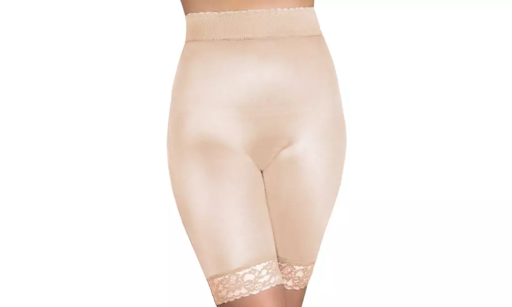 Rago Shapewear Long Leg Shaper w/Gripper Stretch Lace Bottom Beige 12X - Primary Image