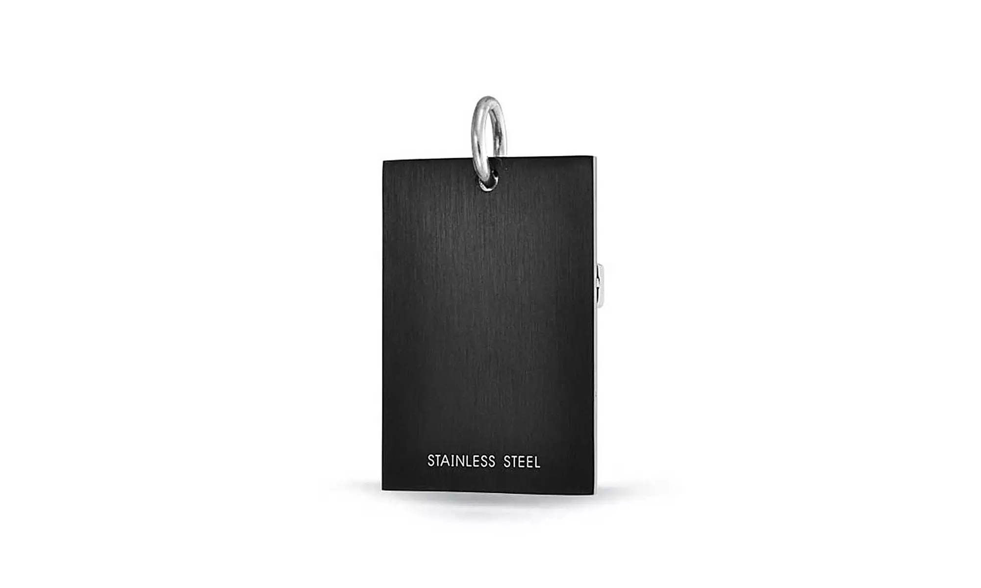 Bling Jewelry Mens Stainless Steel CZ Greek Key Black Dog Tag Pendant - Second Medium