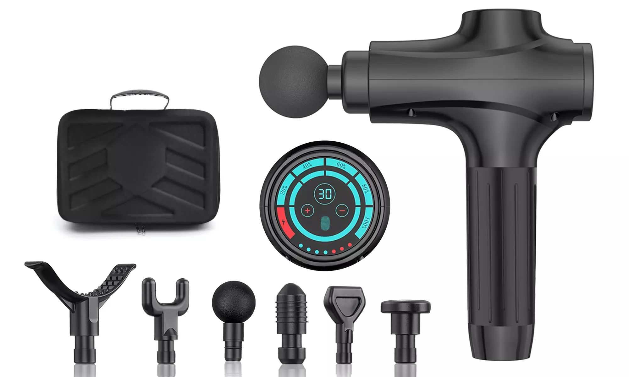 Massage Gun Deep 30 Speeds Tissue Percussion Muscle Massager with 6 Types Heads - Primary Image