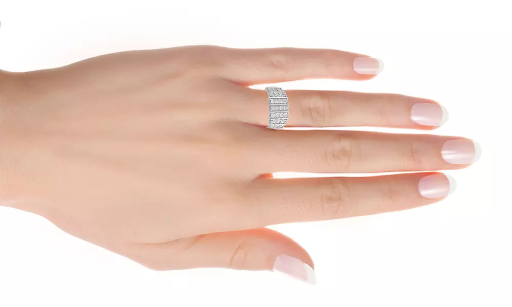 1/10 CTTW Diamond Anniversary Band Ring in Sterling Silver by DiamondMuse