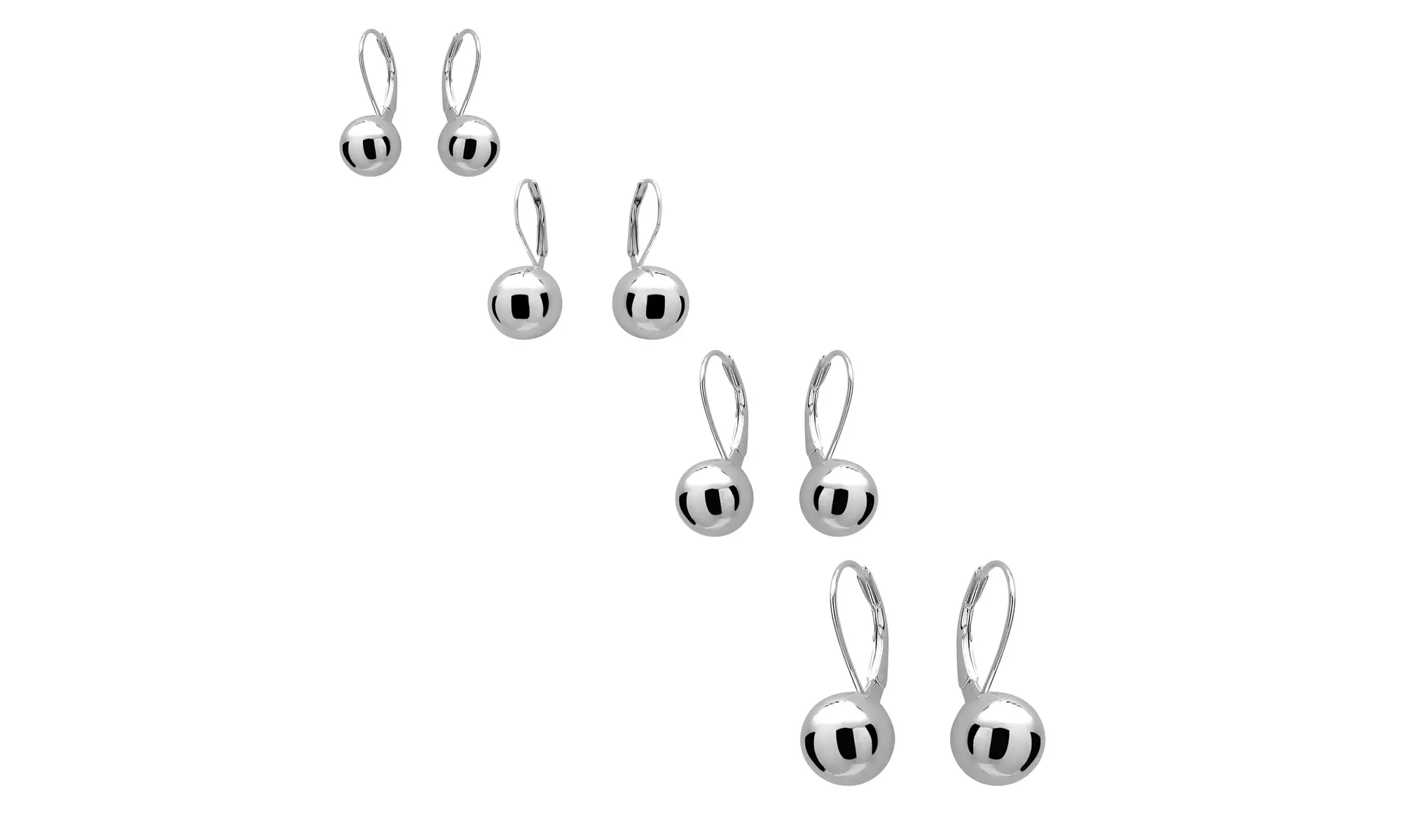 Sterling silver Lever back Ball drop earrings ( Multiple sizes )