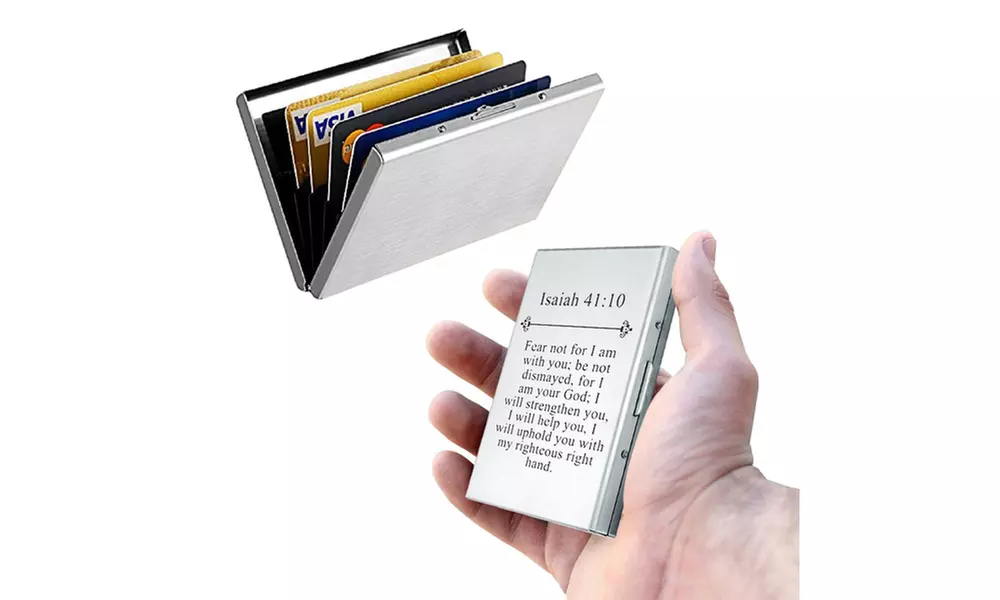 Pink Box Stainless Steel Scripture RFID wallet - Primary Image