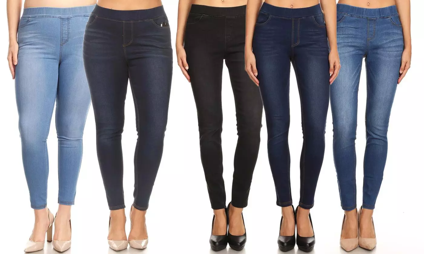 Women's pull fashion on denim jeggings