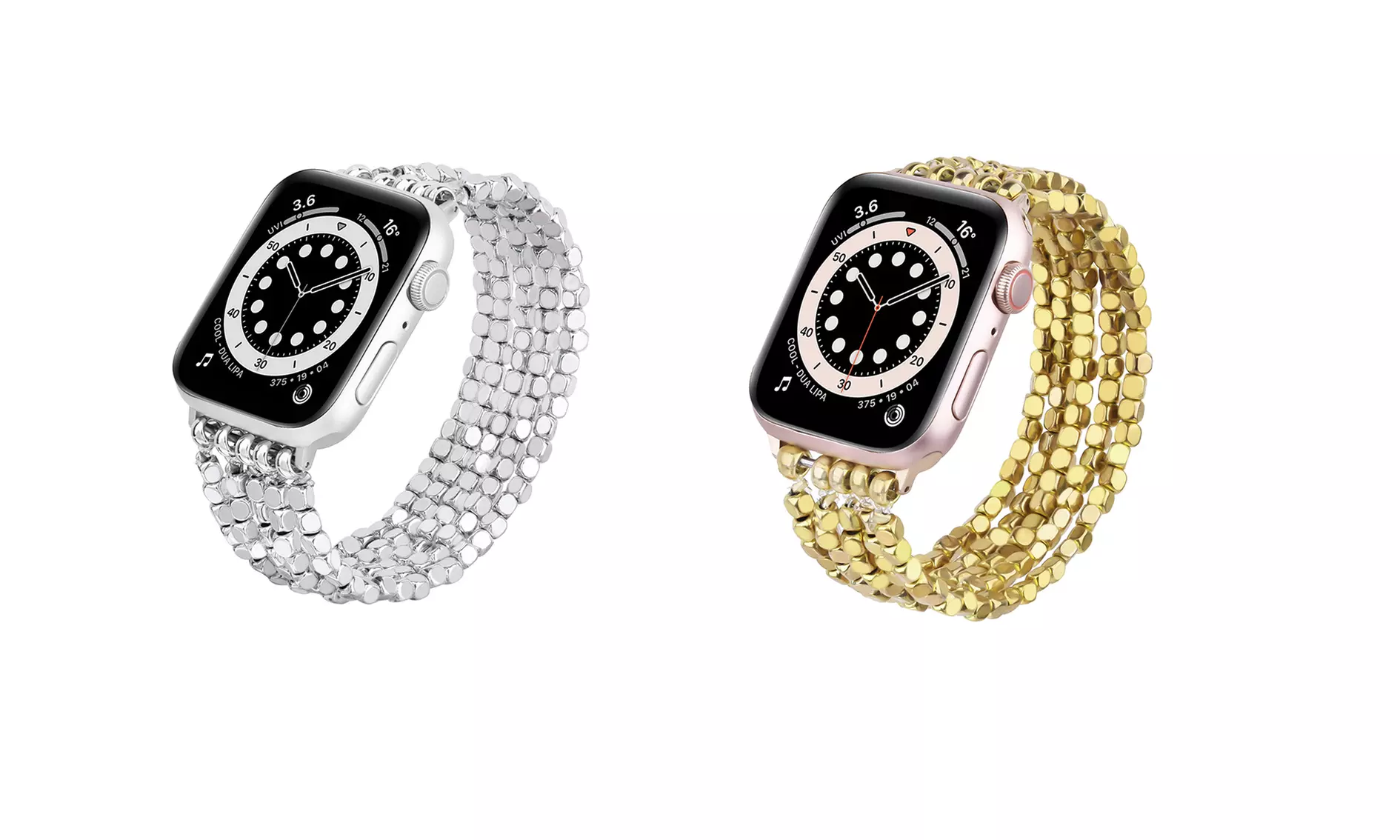 Polished Beaded Stretch Elastic Apple Watch Band All Series - Primary Image