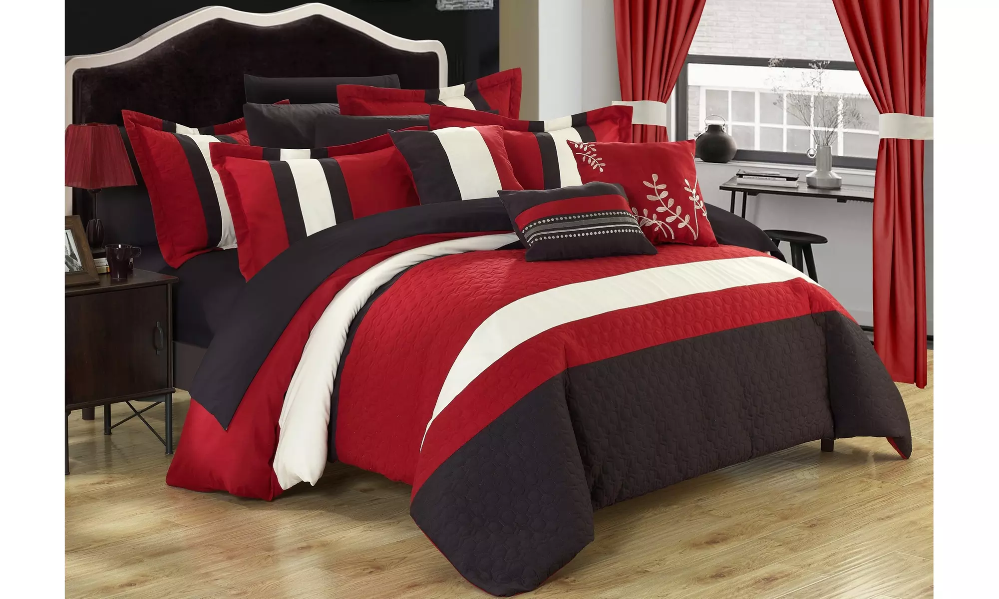 24 Piece Vincenza Complete Bedroom Set Bed In a Bag Comforter With sheet set - Second Medium