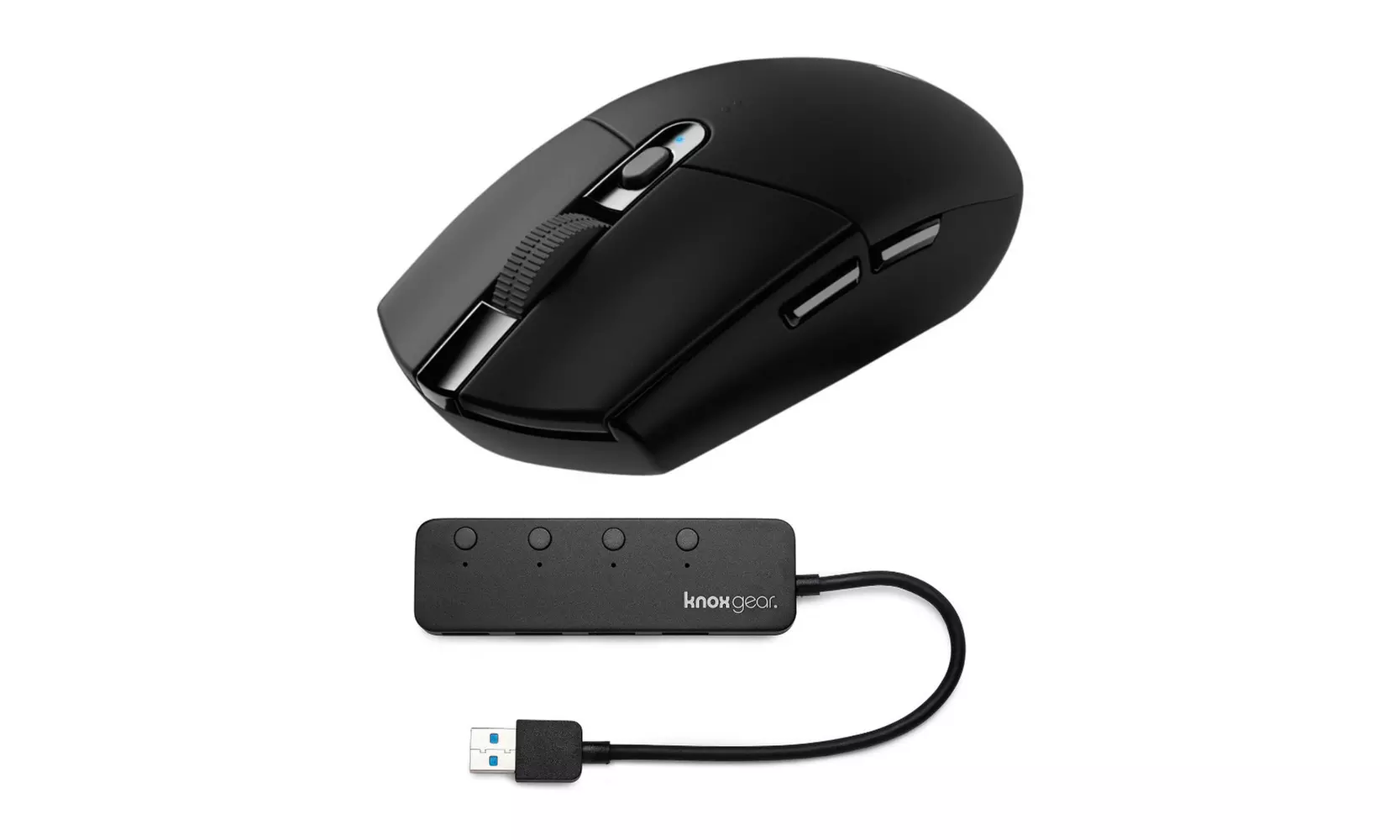 Logitech G305 Lightspeed Wireless Gaming Mouse (Black) with 4 Port USB 3.0 HUB - Primary Image