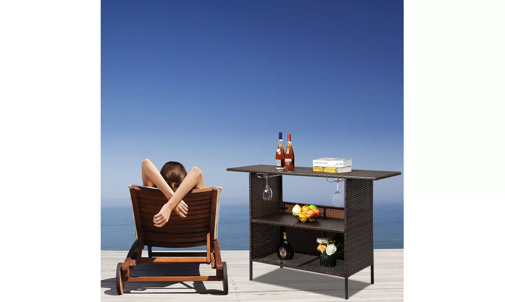 55" Stylish And Beautiful Bar Table Brown Gradient - Primary Image