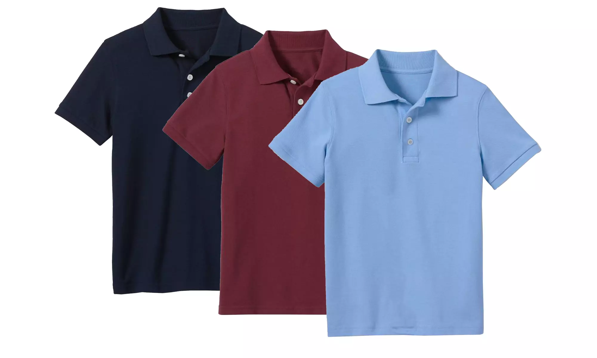 3-Pack Boy's Short Sleeve School Uniform Pique Polo Shirts (Sizes, 4-20)