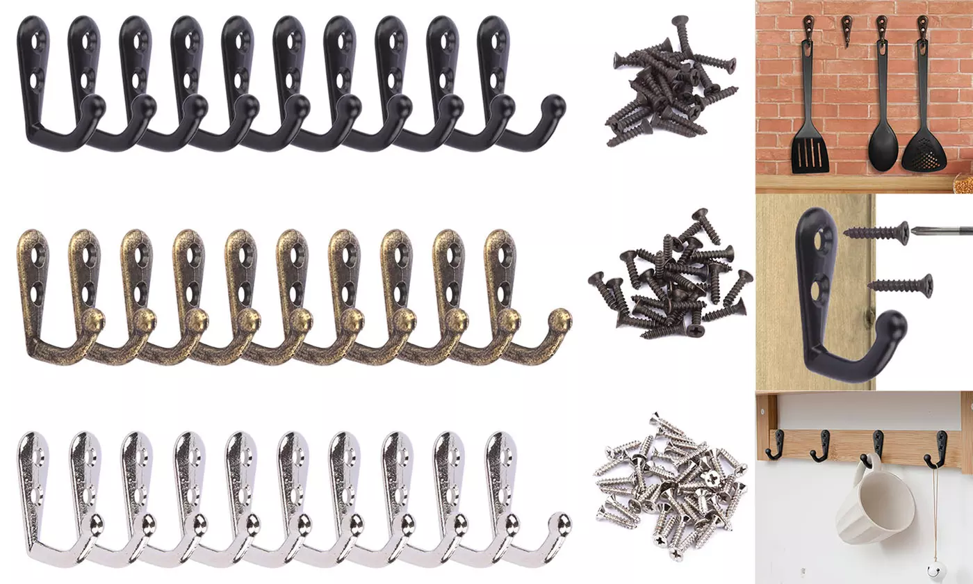 10 Pack Heavy Duty  Wall Mounted Hooks Coat Garage Hat Hangger - Primary Image