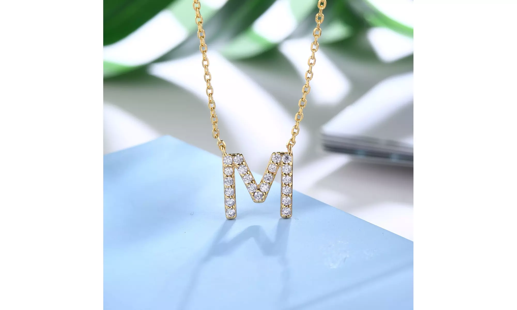 18K Gold Plated cz Initial Necklace