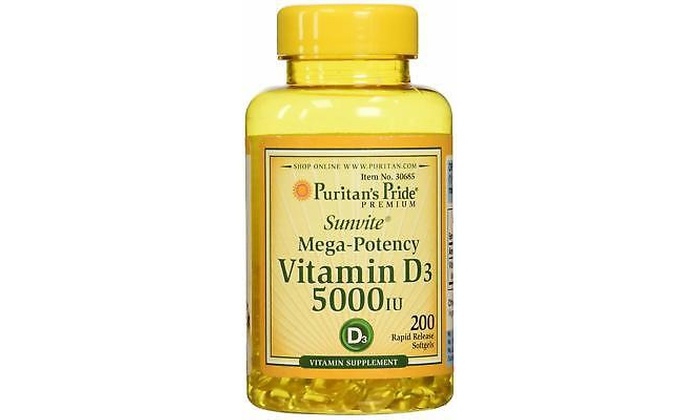 Puritans Pride Mega Potency Vitamin D3 5000 Iu200 Softgels