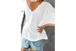 Women's White/Apricot/Black Soak It Up Cotton Button Down Blouse - Image 3
