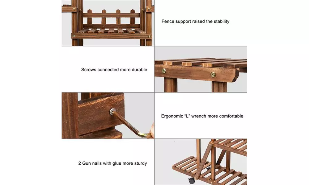 Artisasset 4-Layer 12-Seater Multifunctional Wheel Wooden Plant Stand