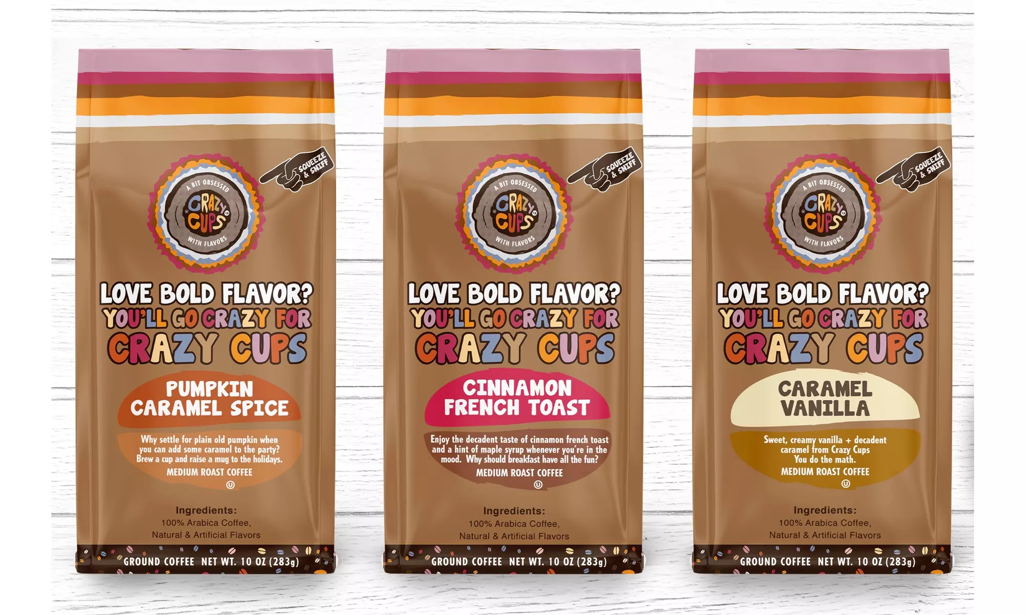 Crazy Cups Flavored Hot or Iced Ground Coffee 10 oz Bag (1 pk or 3 pk) - Primary Image