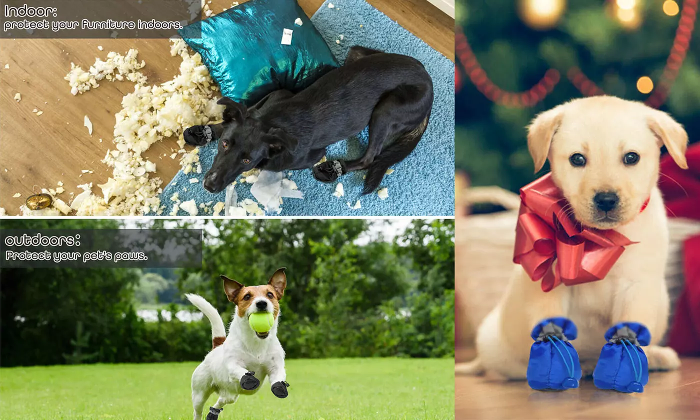 4Pcs Dog Boots Shoes Anti Slip Waterproof Puppy Rain Pet Cat Socks