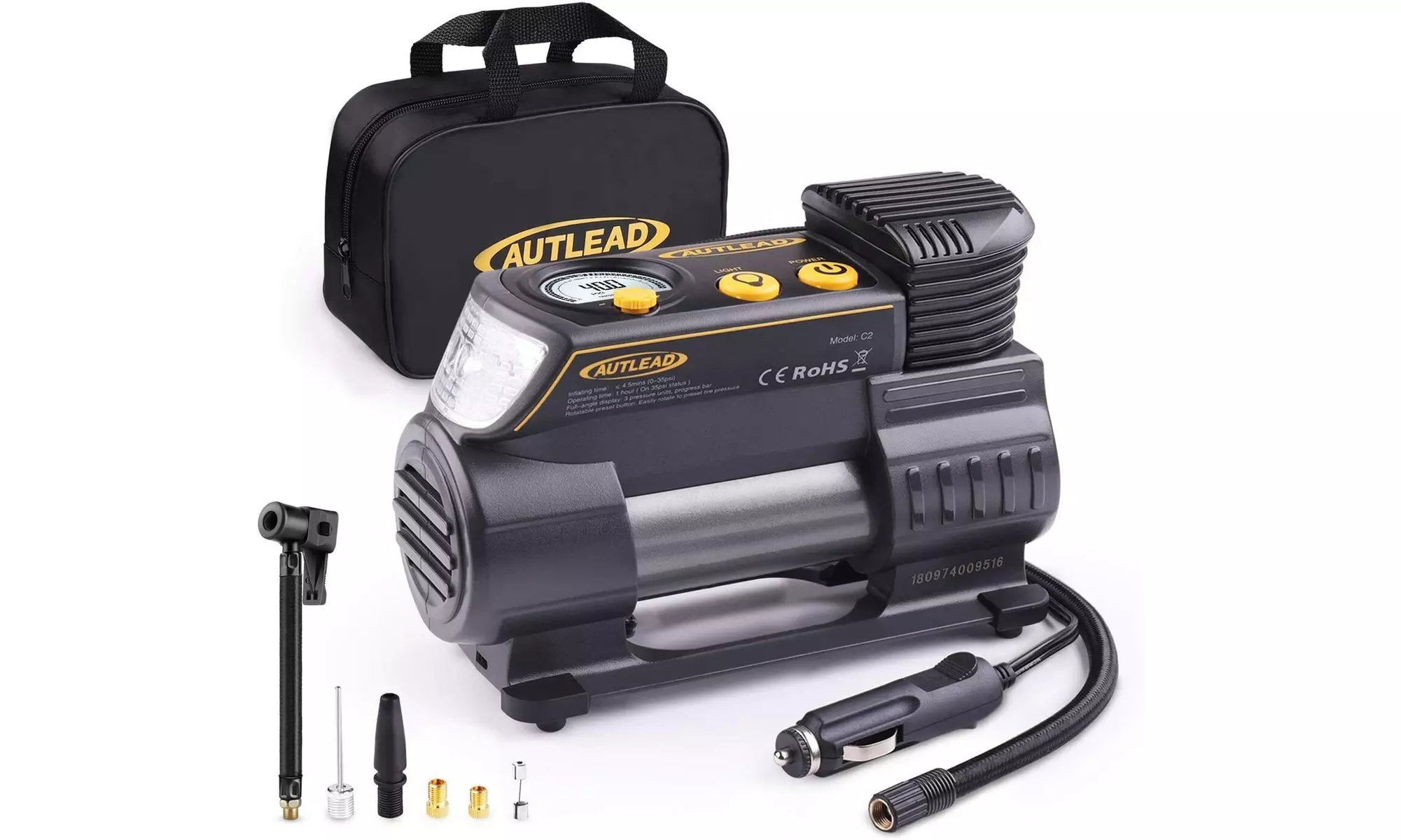 AUTLEAD C2 Tire Inflator Air Compressor Pump 12V DC - Primary Image