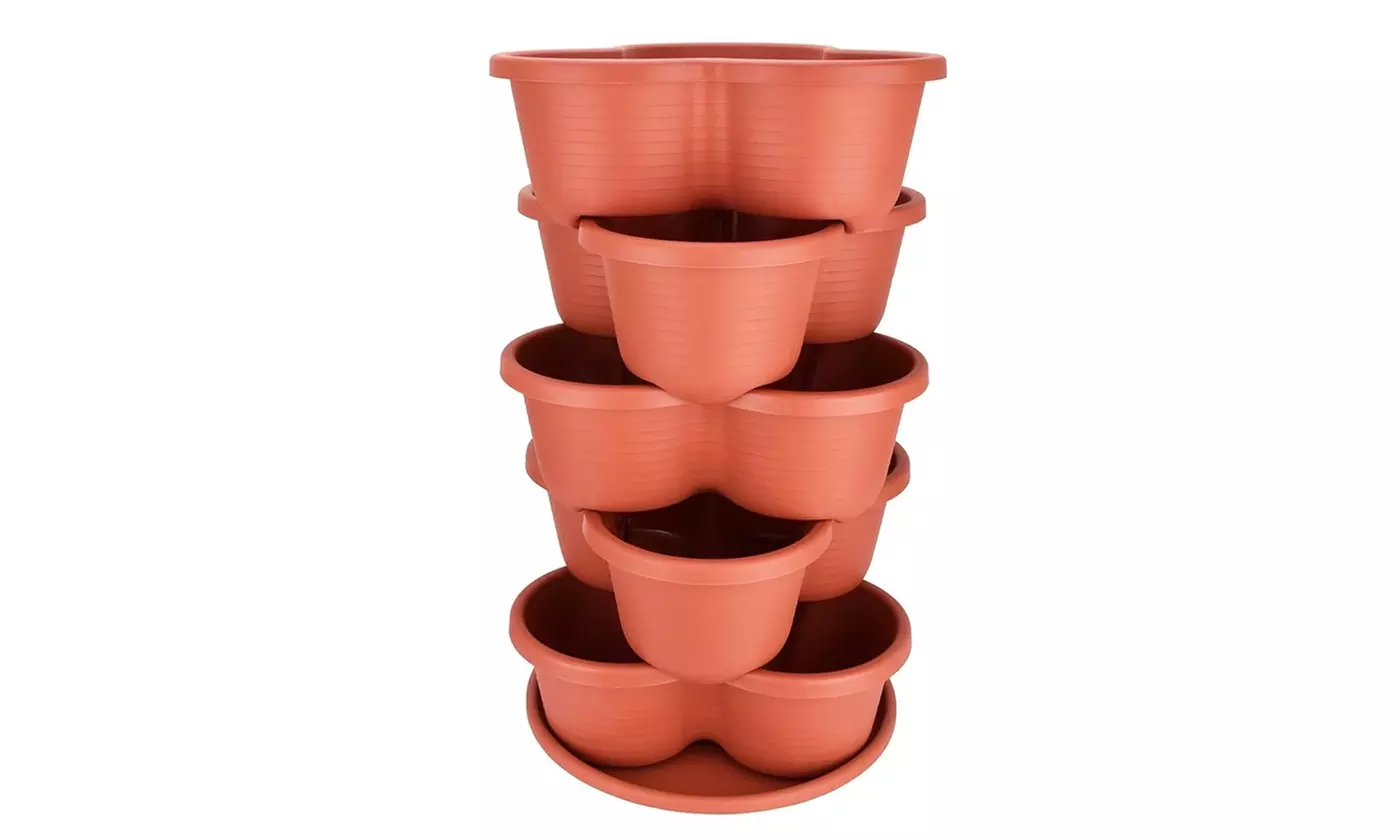iMounTEK Five-Tier Vertical Stackable Planter Garden Tower Hanging Planter Pots