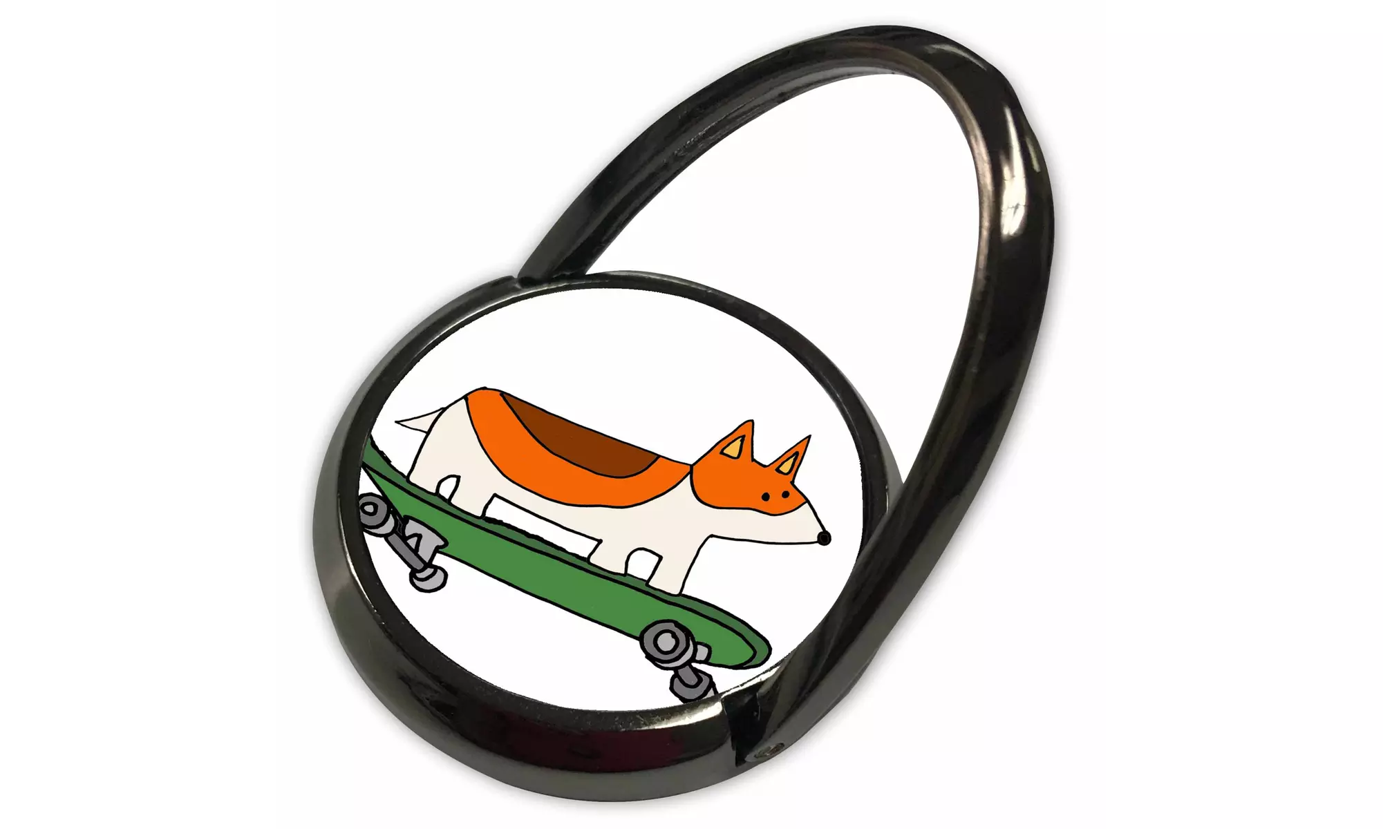  Phone Ring - Amusing Cute Welsh Corgi Dog Skateboarding Cartoon - 1.5 by 1.5-i - Primary Image