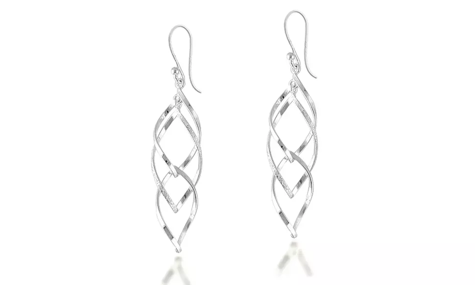 Sterling Silver Interlock Layered Drop Earrings