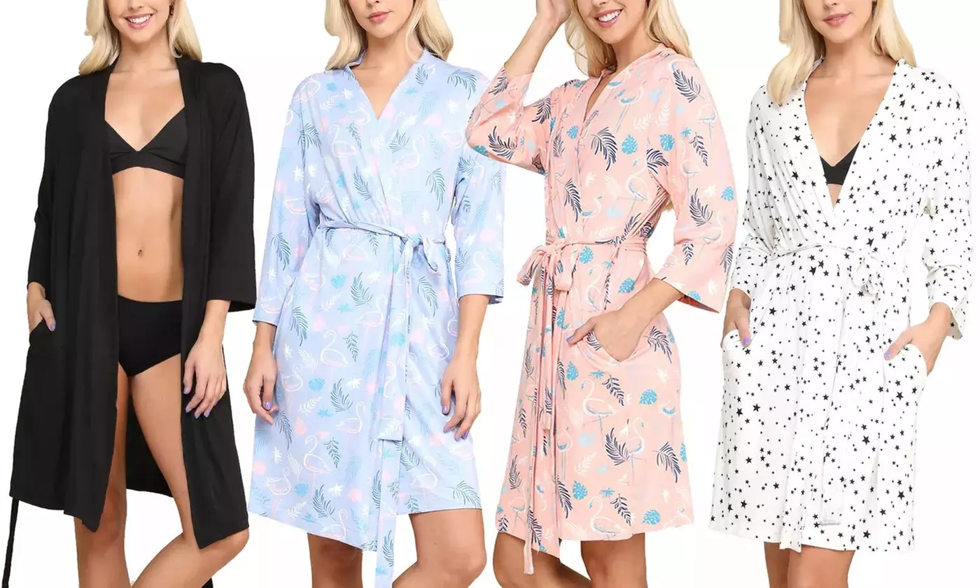 Doublju Women's Kimono Robe Sleepwear Pajama. Plus Size Available. - Primary Image