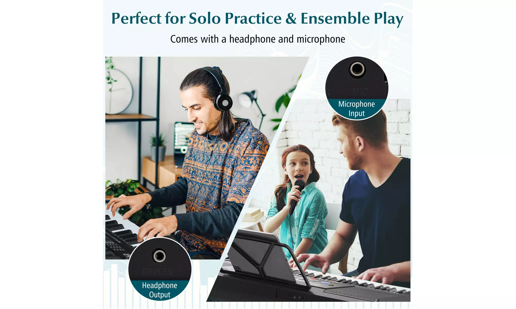 Sonart 61-Key Electronic Keyboard Piano Starter Set w/Stand Bench Headphones