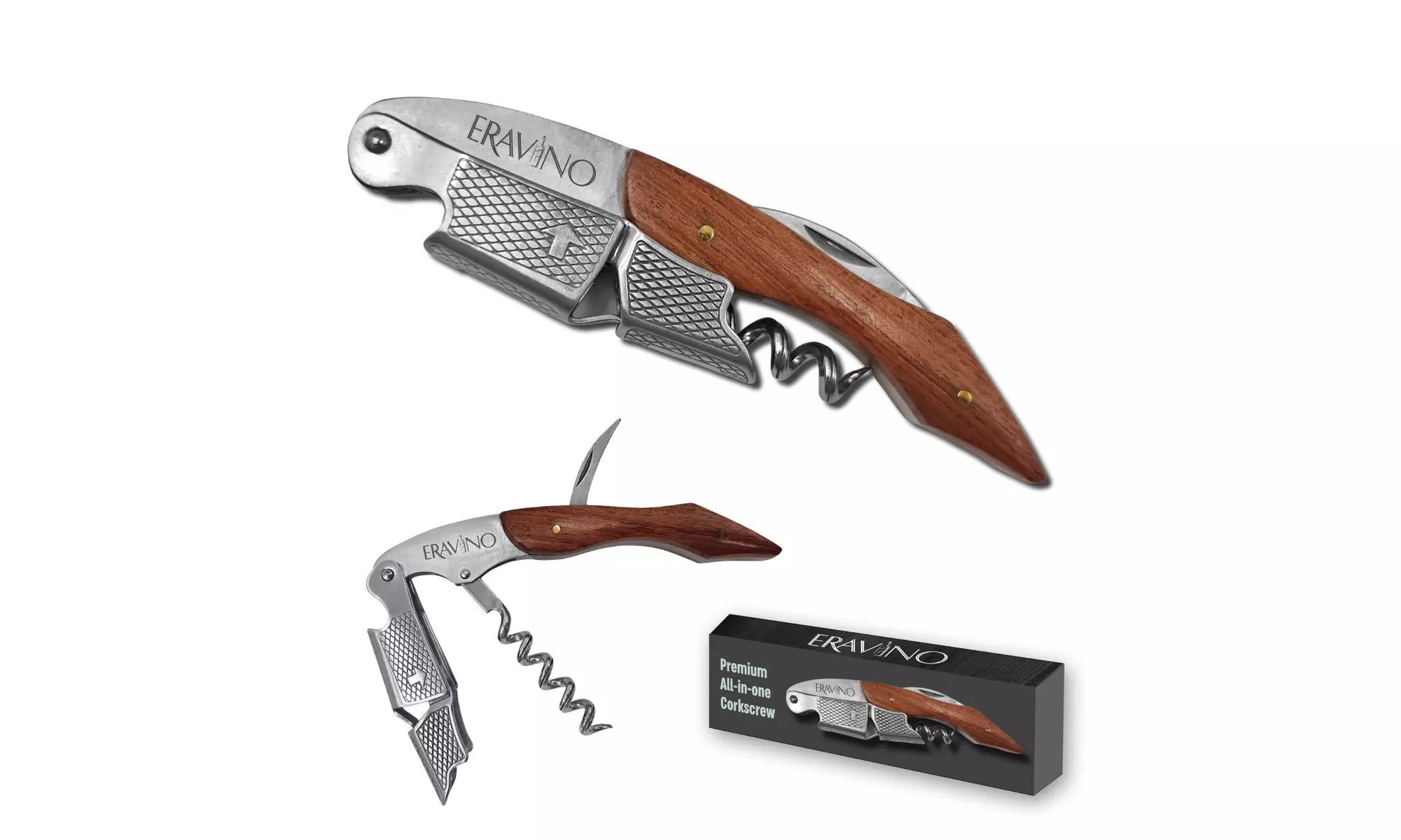Eravino Premium All-in-One Professional Waiters Corkscrew in Rose Wood Handle - Primary Image