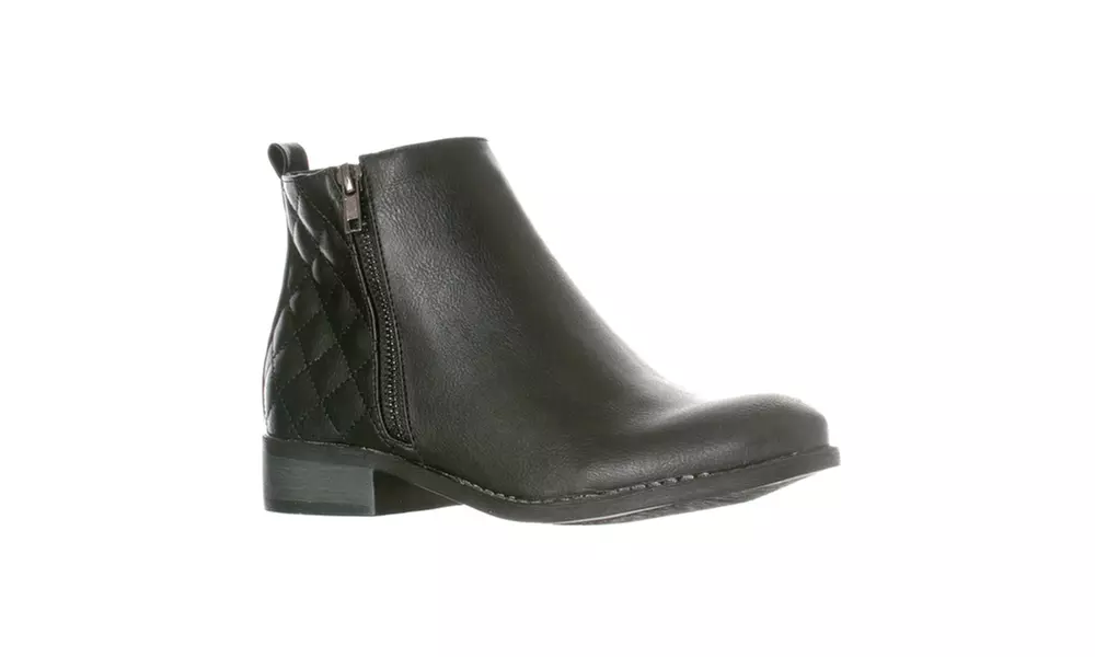 Riverberry Women's Jada Quilted Low Heel Zip-Up Ankle Booties Boots - Primary Image