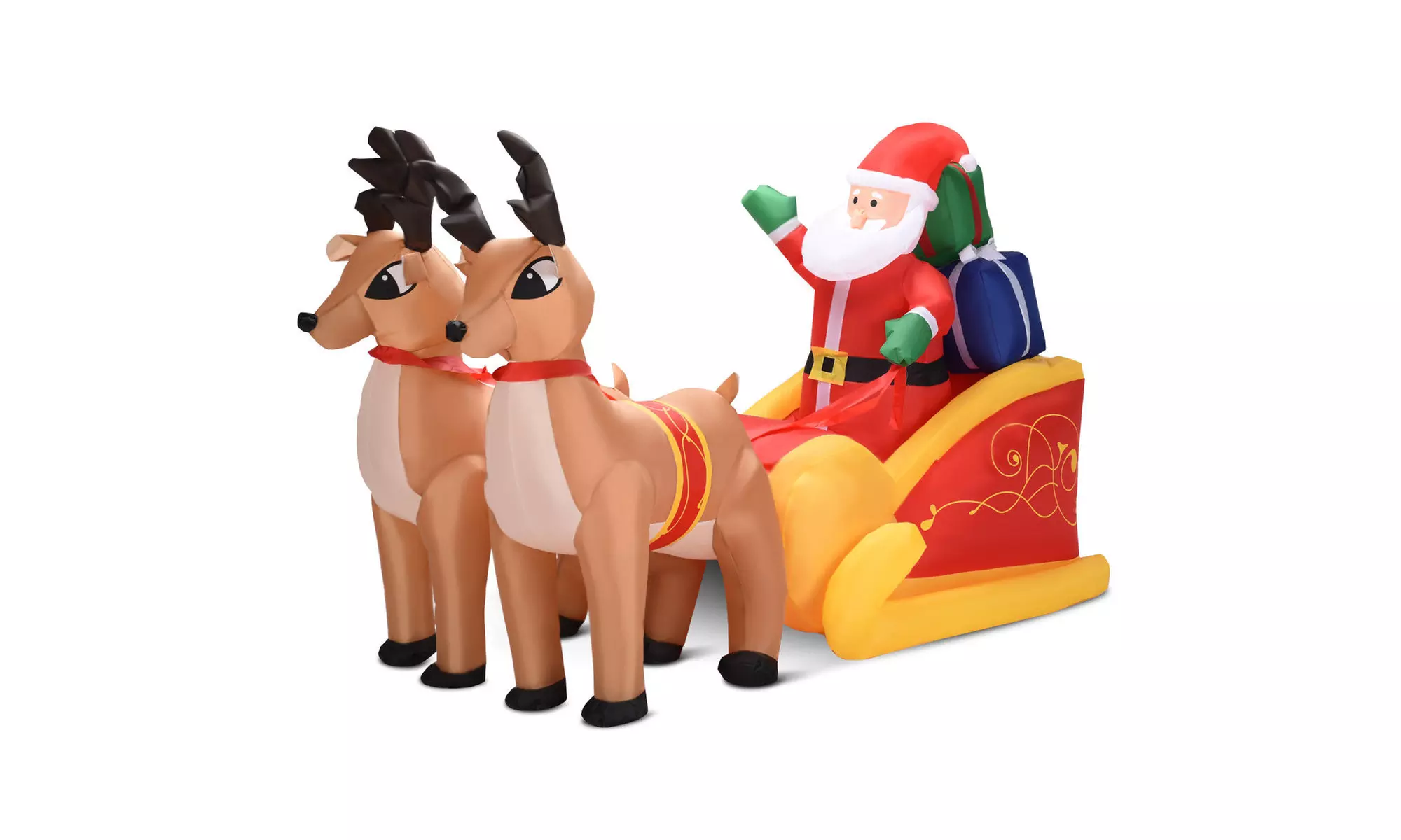 7 Ft Waterproof Inflatable Double Deer w/ Sled Christmas Decoration