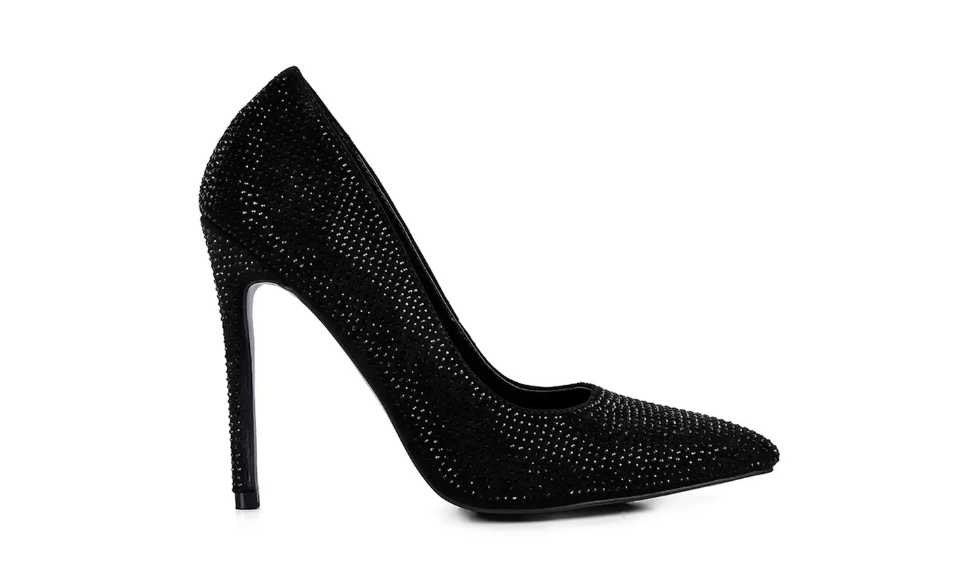London Rag Alter Ego Heatseal Court Embellished Stiletto Heels