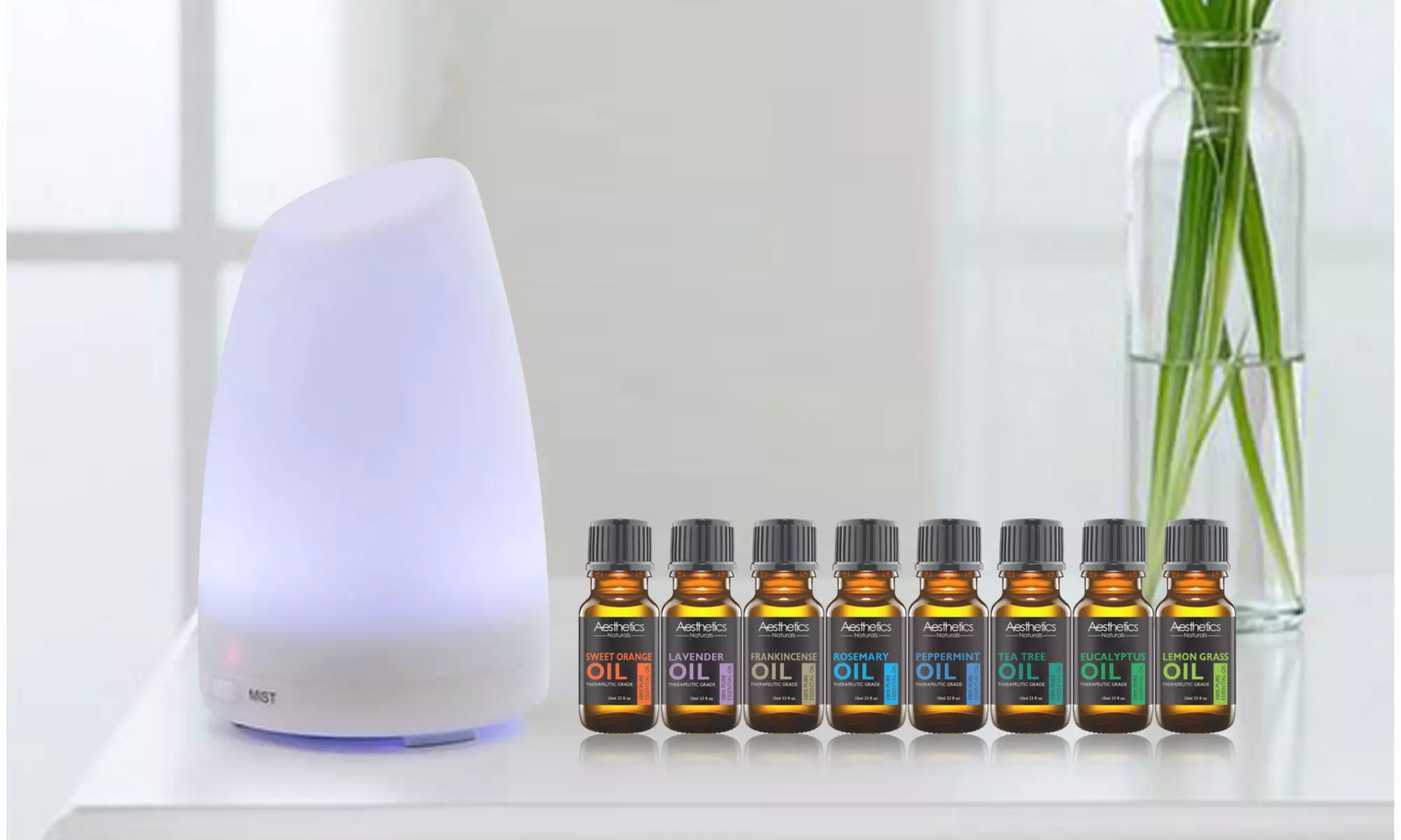 Aesthetics Ultrasonic Cool-Mist Aroma Diffuser with Optional Oils - Primary Image