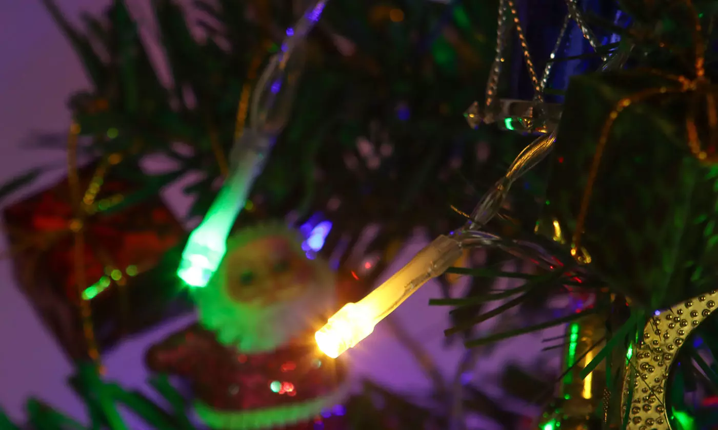 Miniature Tabletop Pine Christmas Tree with Hanging Ornaments