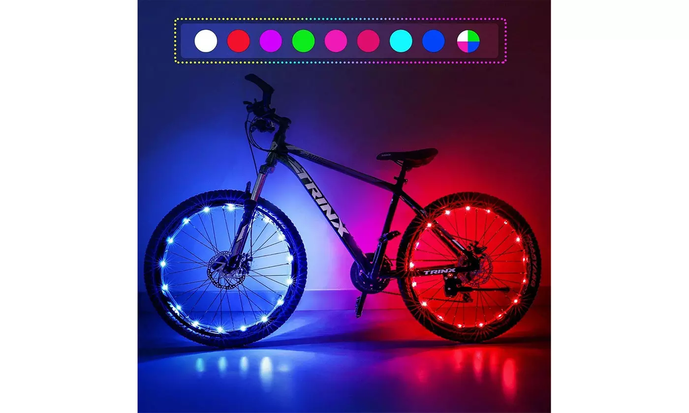 2 Pack LED Bicycle Wheel Light, 7 Colours in One Waterproof Bicycle - Primary Image