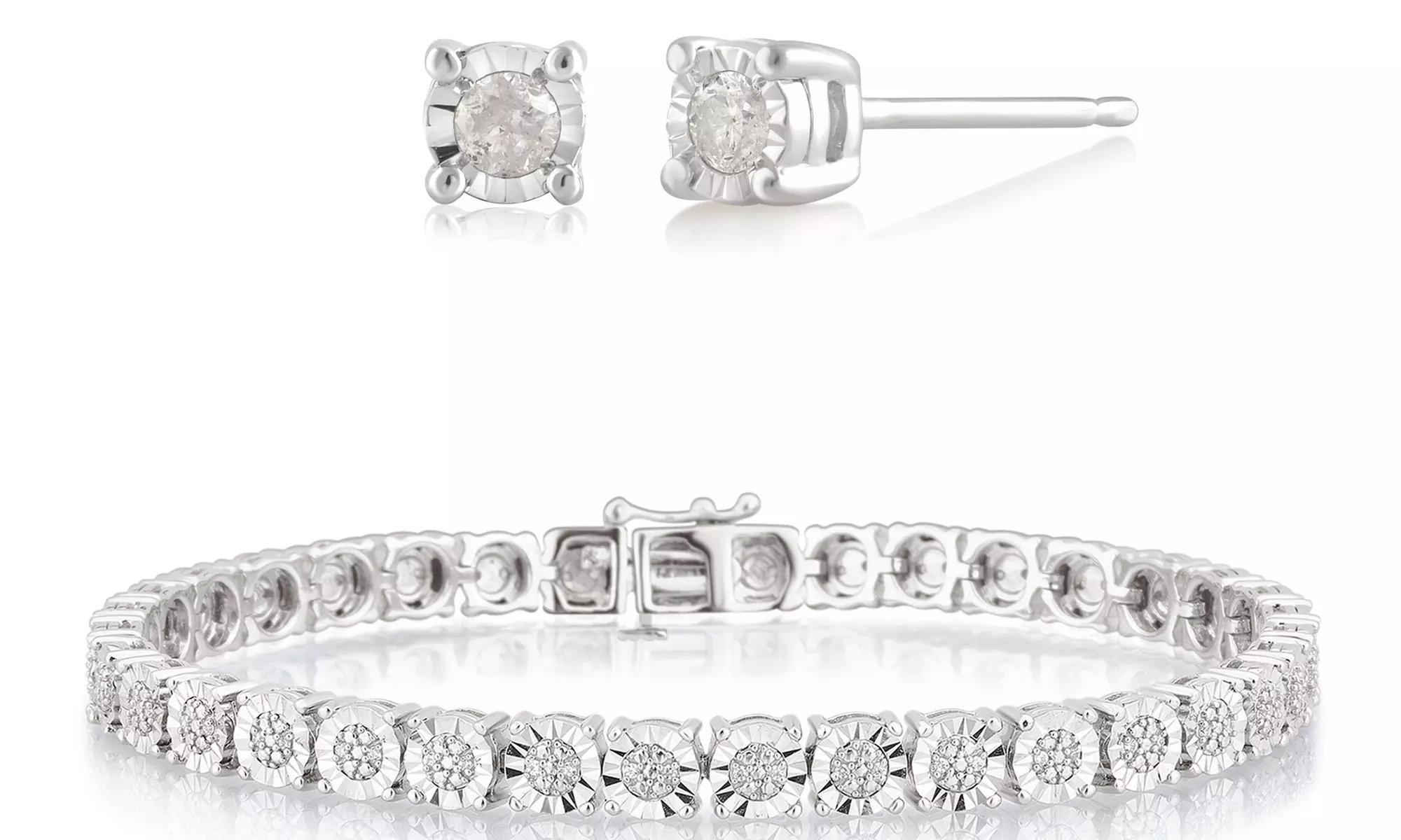 1/3 Cttw Diamond Miracle Plate Bracelet and Earring Set by Brilliant Diamond - Second Medium