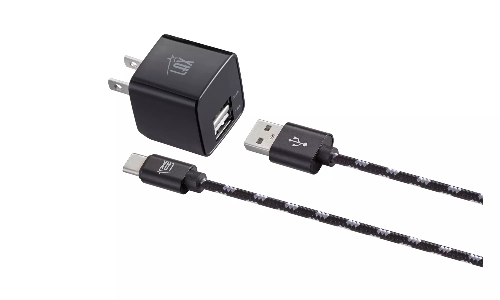 LAX Dual USB Fast Wall Charger with 6-Ft Charging Cable (1, 2 or 3-Pack)