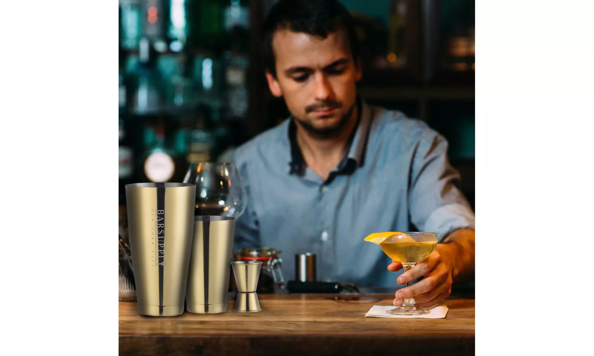 Professional 4-Piece Boston Cocktail Shaker Set